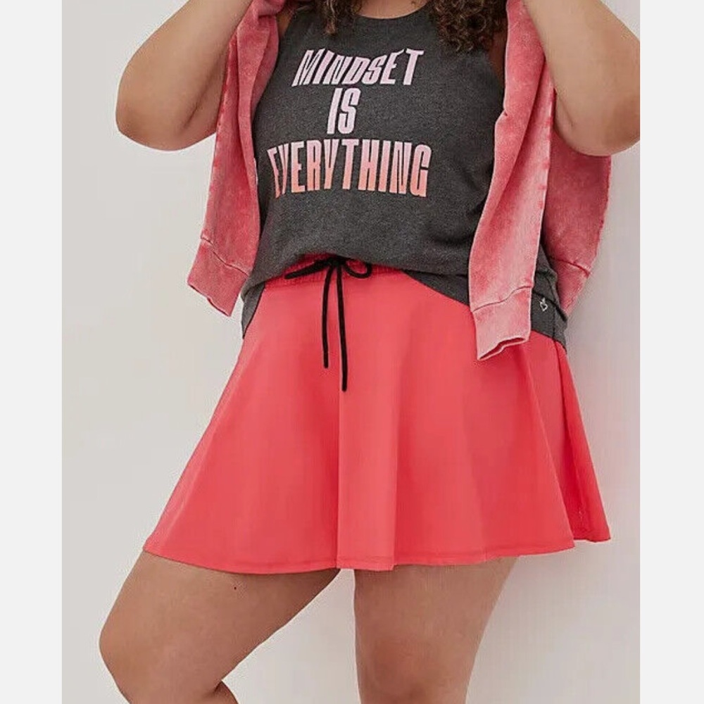 Torrid Stretch Knit Mini Active Skirt W/ Bike Shorts Coral Pink 4 4X 26